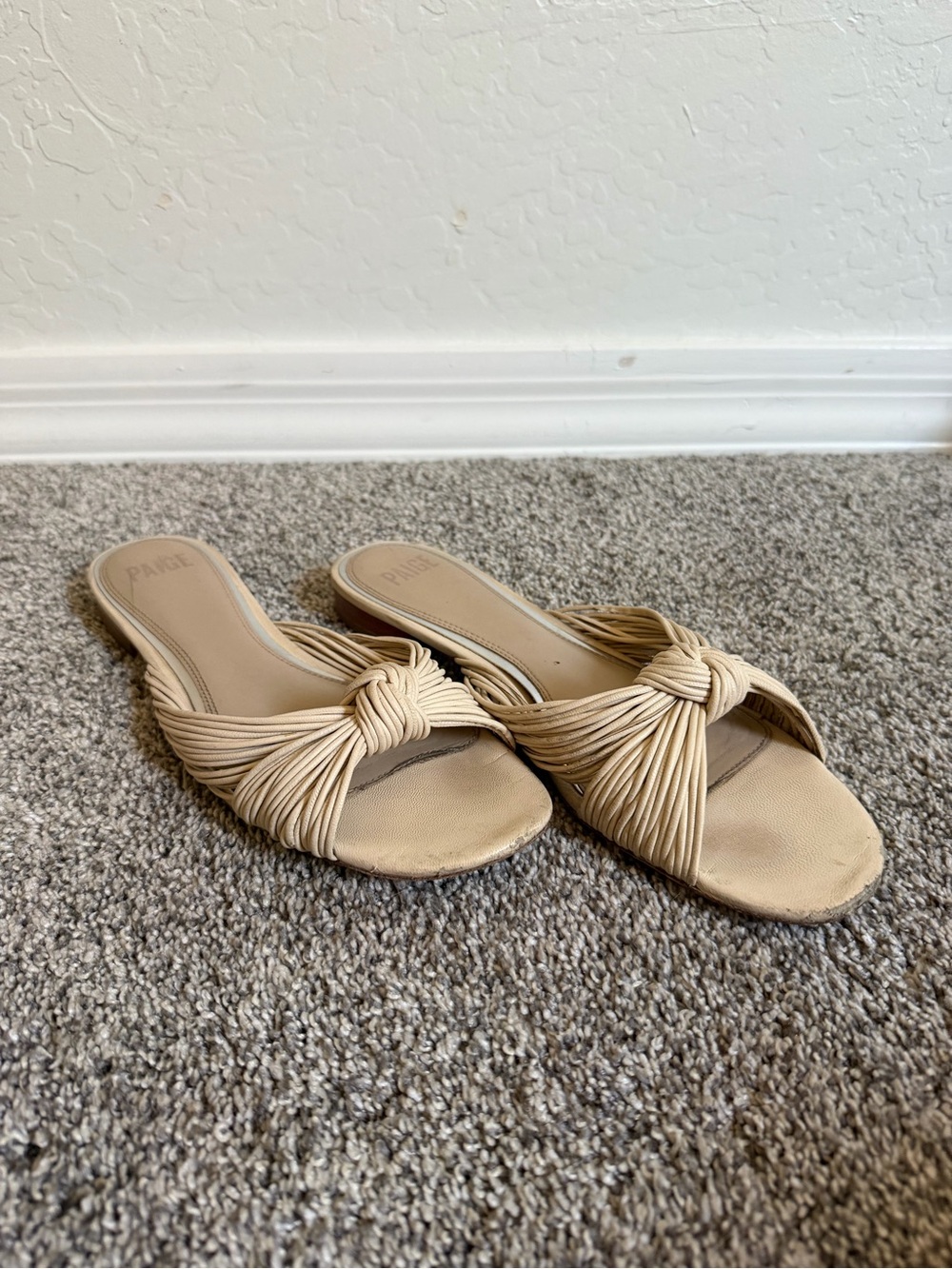 PAIGE Tan Knotted Slide Sandals